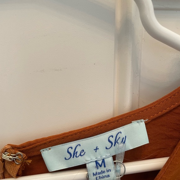 Burnt Orange Front Tie Romper - Picture 3 of 3